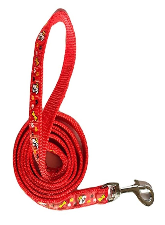 Pups&Pets Adjustable 15 MM Printed Nylon Harness & Leash Set for Small Dogs & Puppies (Red) - Image 3
